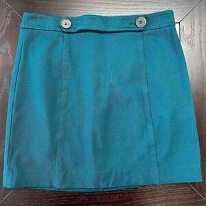 *LOFT* Dark Teal Button Formal Mini Pencil Skirt Size 6